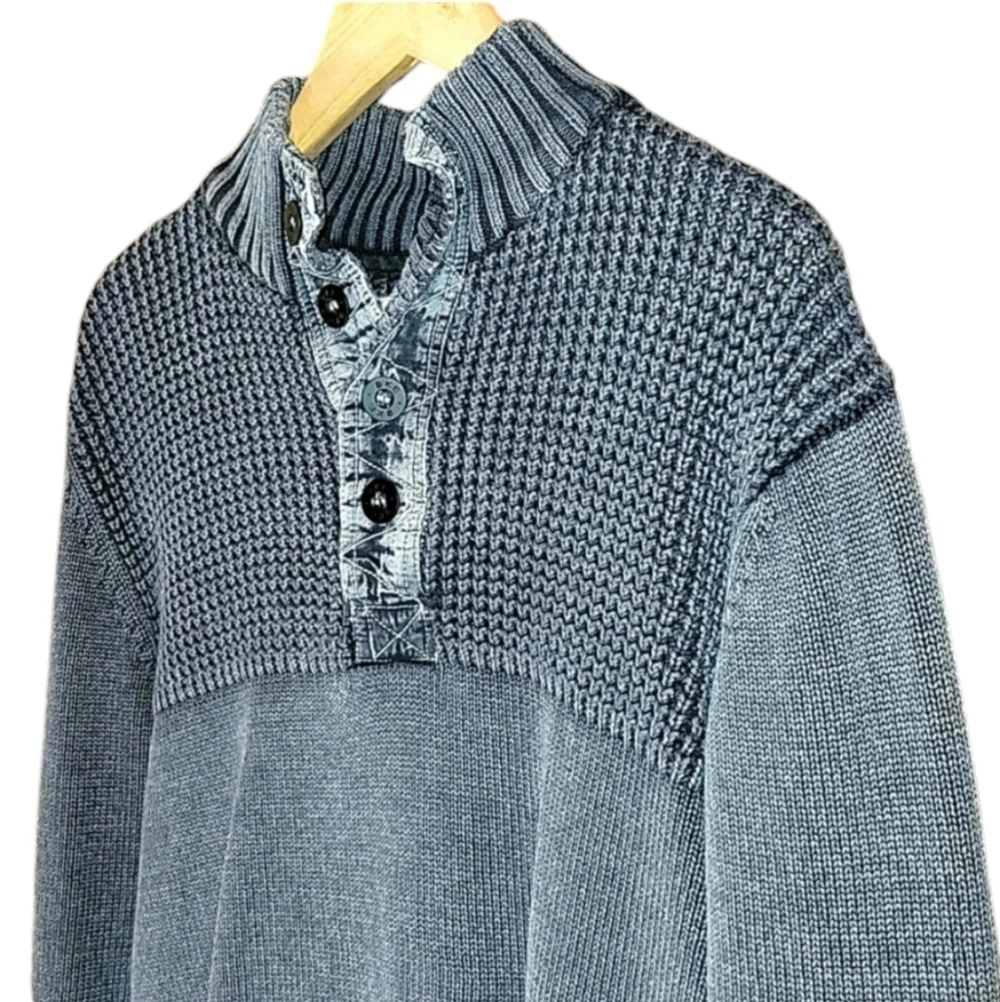 Buckle BKE Men's Gray Standard Fit Quarter Button Pullover Sweater, Size X-Small